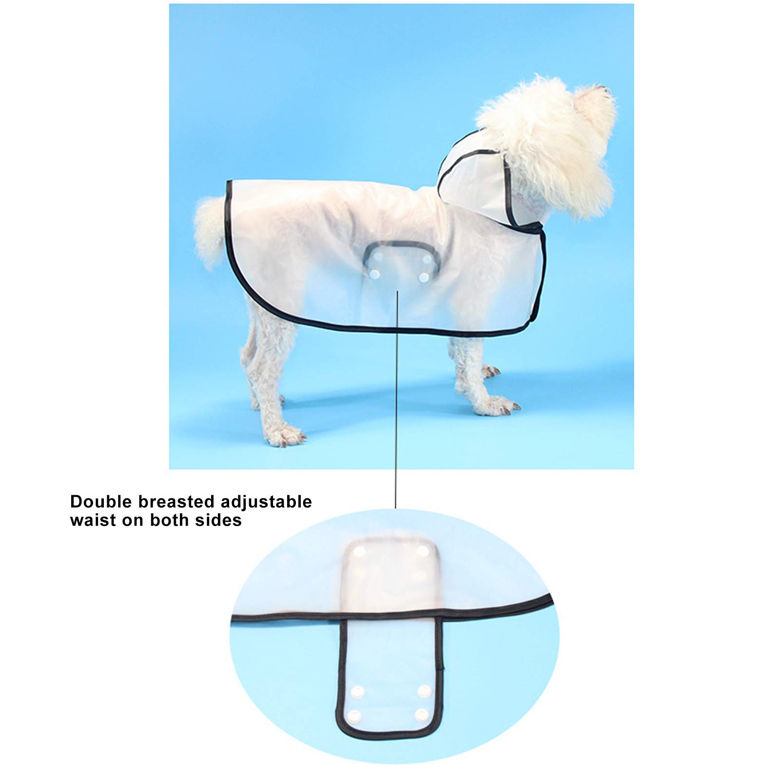 Transparante regenjas voor huisdieren met capuchon, waterdicht, super licht en verstelbaar, regenjas voor honden met zwart frame, geschikt voor kleine en middelgrote honden, maat S Transparante regenjas voor huisdieren met capuchon, waterdicht, super licht en verstelbaar, regenjas voor honden met zwart frame, geschikt voor kleine en middelgrote honden, maat S