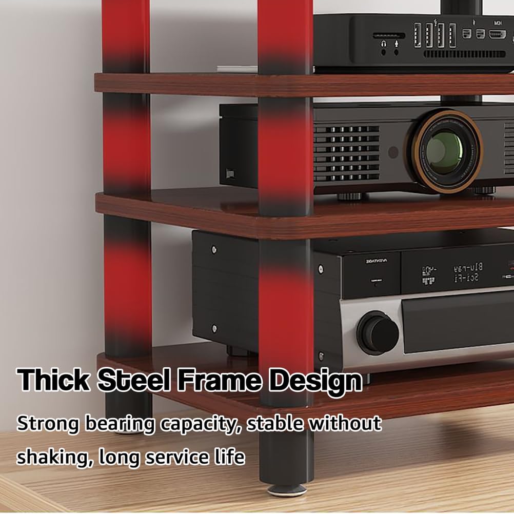 Supporto AV multimediale da scrivania, per video e audio, con ripiano in legno, armadio stereo aperto, armadio componente, mobiletto per componenti ad angolo, mobile portatile per scrivania per