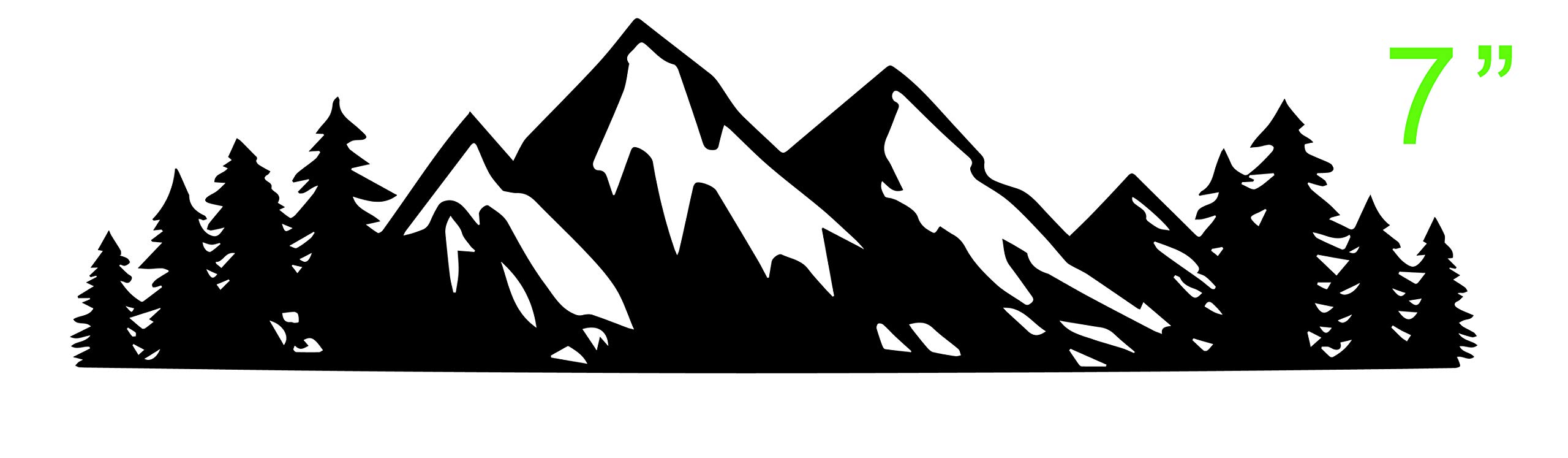 Mountain Vinyl Black Decal Car Emblem Graphic Tree Sticker for Trunk Rear, Front And Sides 7" inch