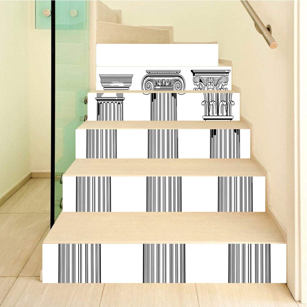 Buy Pillar Decor 3D Stair Stickers Decals6Pcs/Set,Antique Theme Column