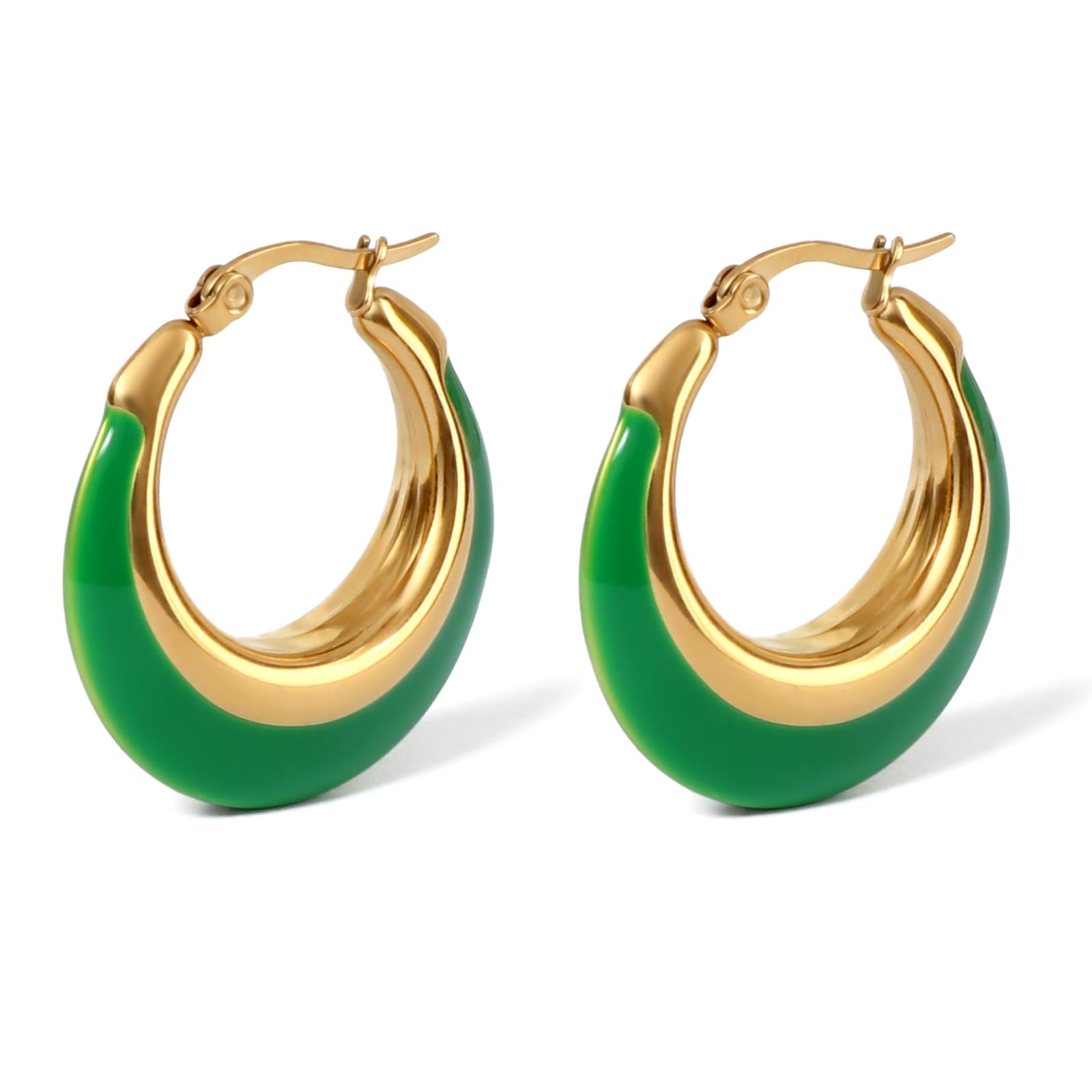 TaYolnFaSo Emaille Hoop Ohrringe für Frauen bunte Chunky 18K vergoldet Edelstahl Ohrringe Schmuck Geschenk für Freundin Frau