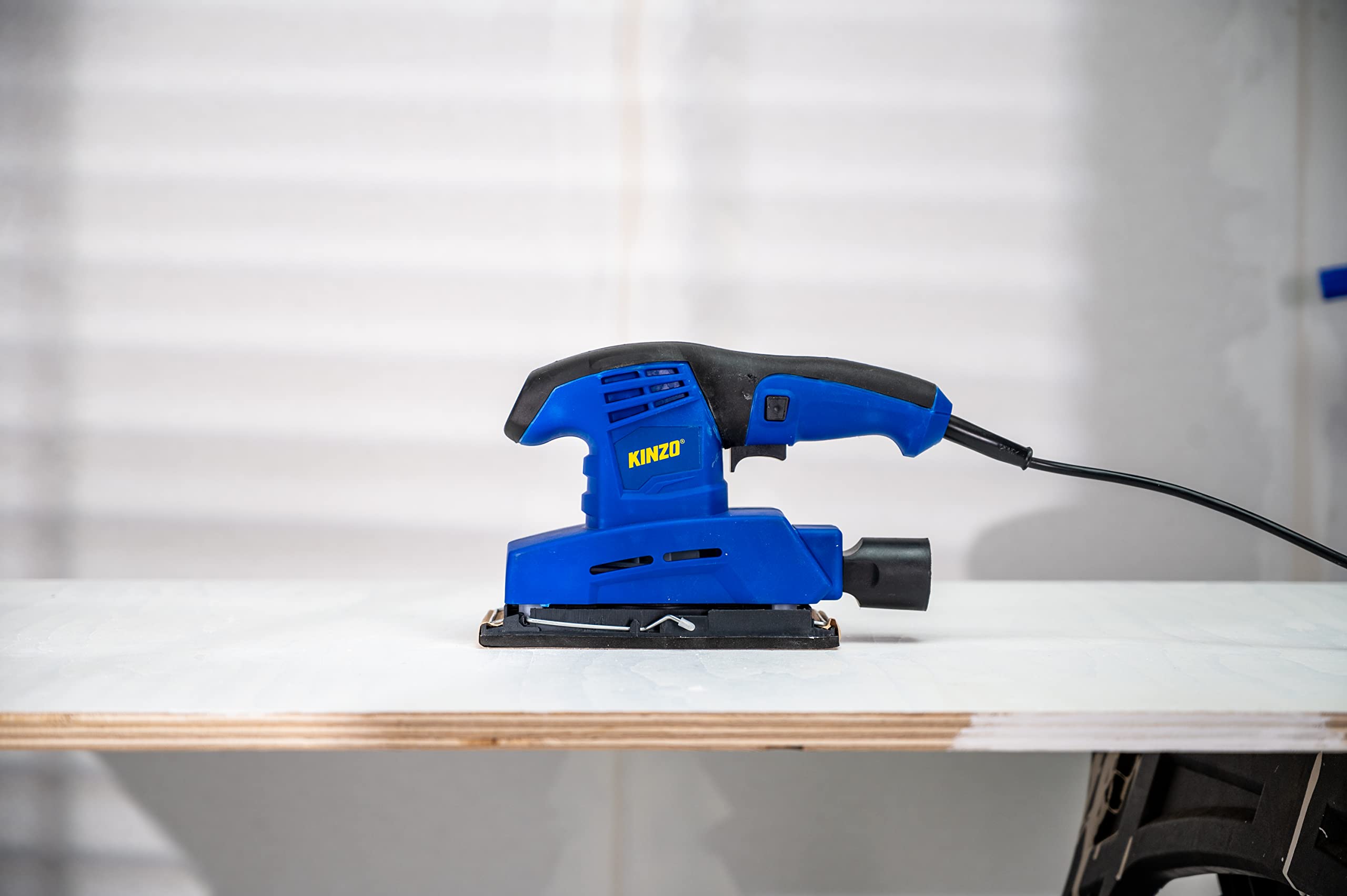 Kinzo Smerigliatrice – 230 V – Blu – Lavorazione del legno – Levigatrice orbitale