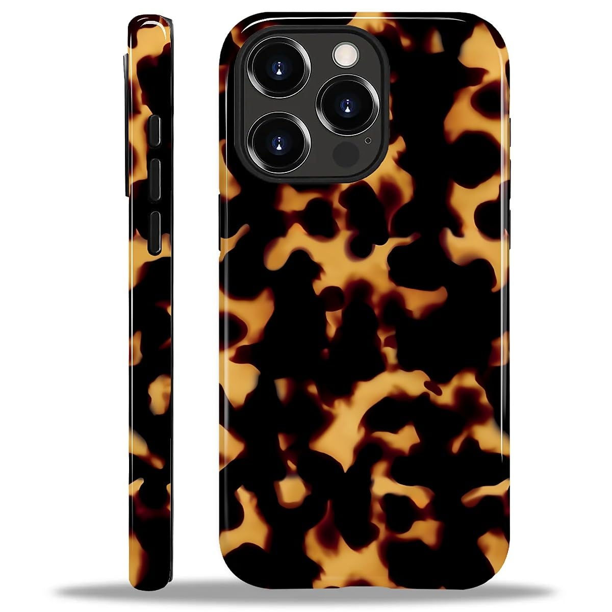 MQJCYB Case for iPhone 15 Pro, Hybrid Heavy Duty 2 in 1 Full Body Rugged Shockproof Protection Glossy Case for iPhone 15 Pro - Tortoiseshell