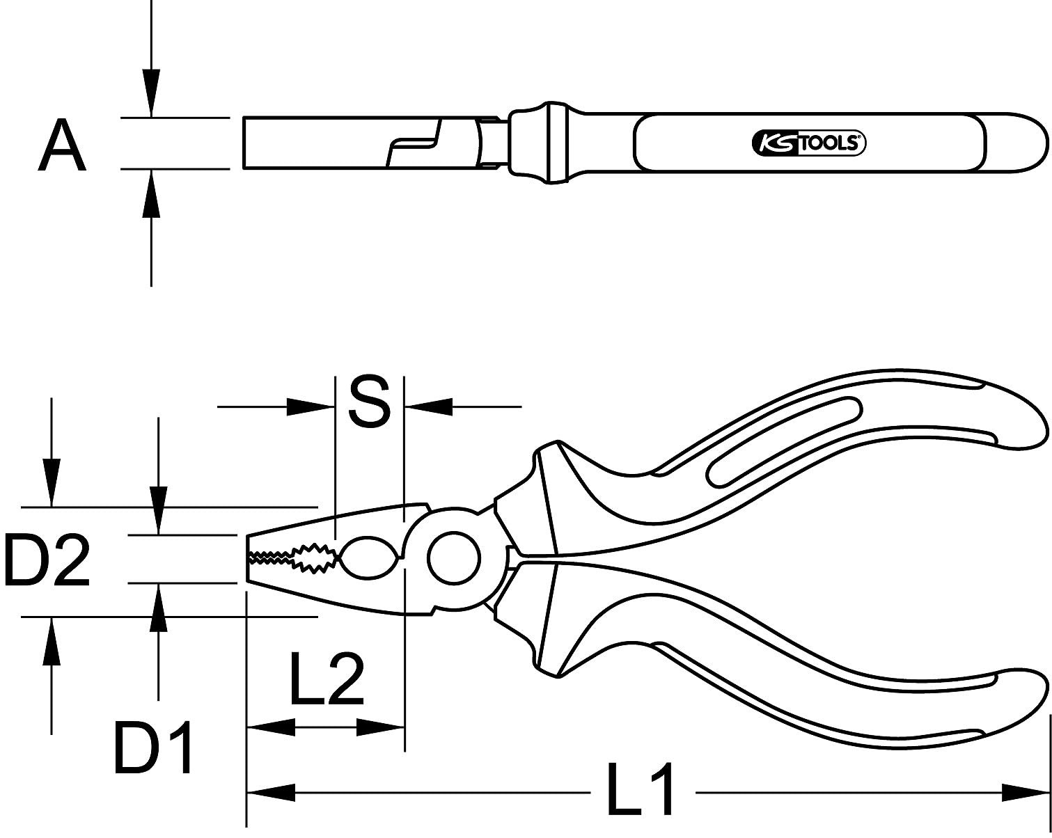 KS Tools 965.0620 Alicates universales TITANplus, 160 mm