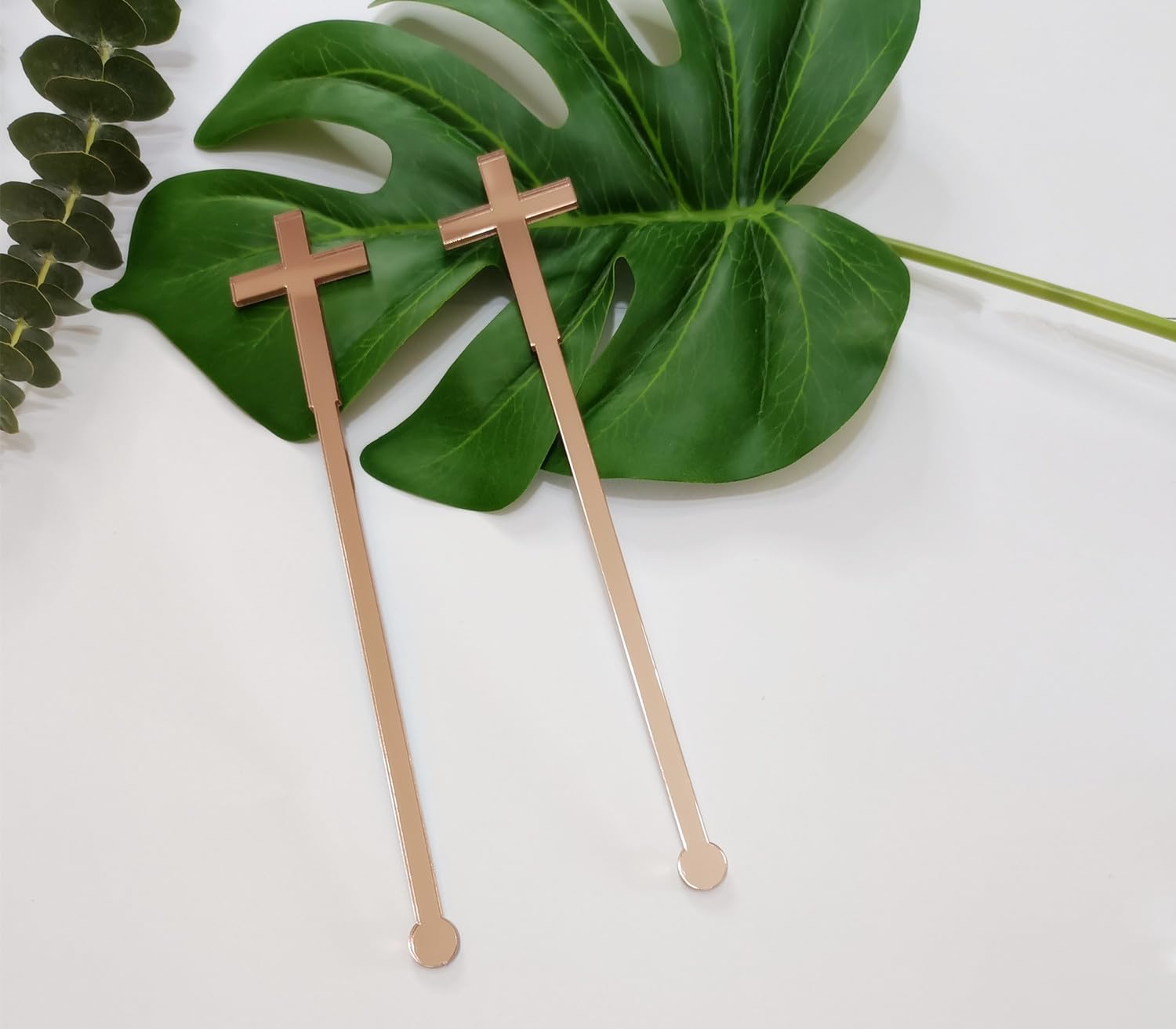 Set of 20 Cross Drink Stirrers,Acrylic Cross Swizzle Sticks,Baptism Stir Sticks for Baptism Decorations,First Communion (Rainbow