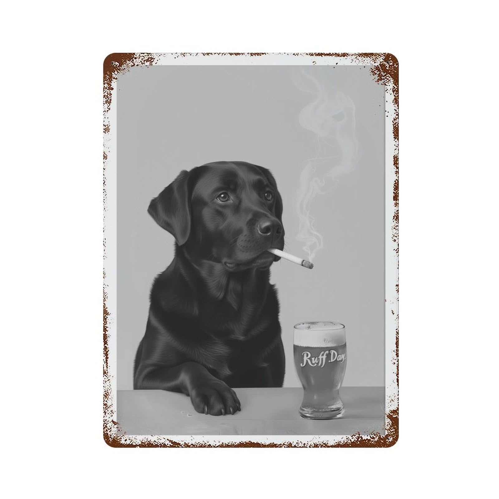 xiaoxiaoshen Labrador Smoking & Beer Black Lab Ruff Day, Funny Bar C Dog Wall Decor Art Metal Tin Poster Modern Home Decor Art Home Bar Shop Decorations Vintage Sign 40x30cm