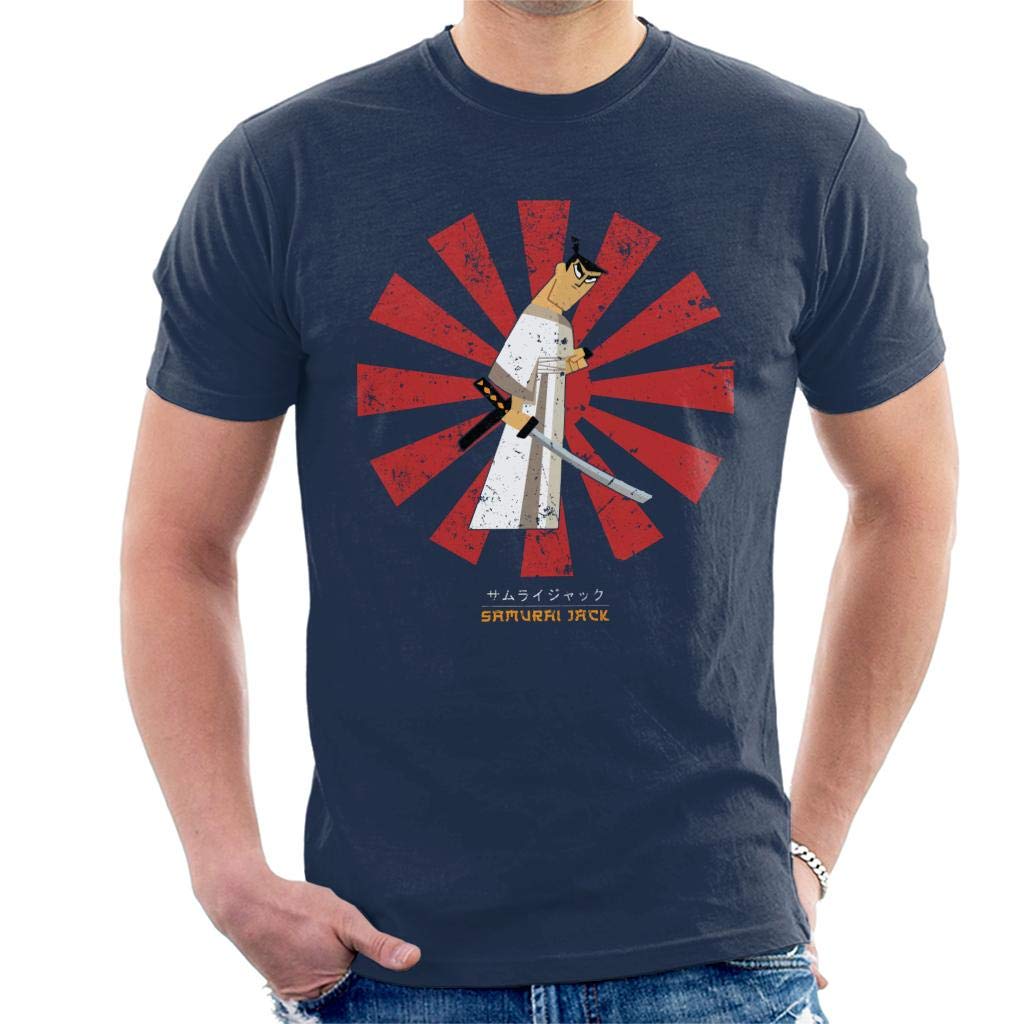 Cloud City 7 Men's Navy Blue Samurai Jack Retro Japanese T-Shirt