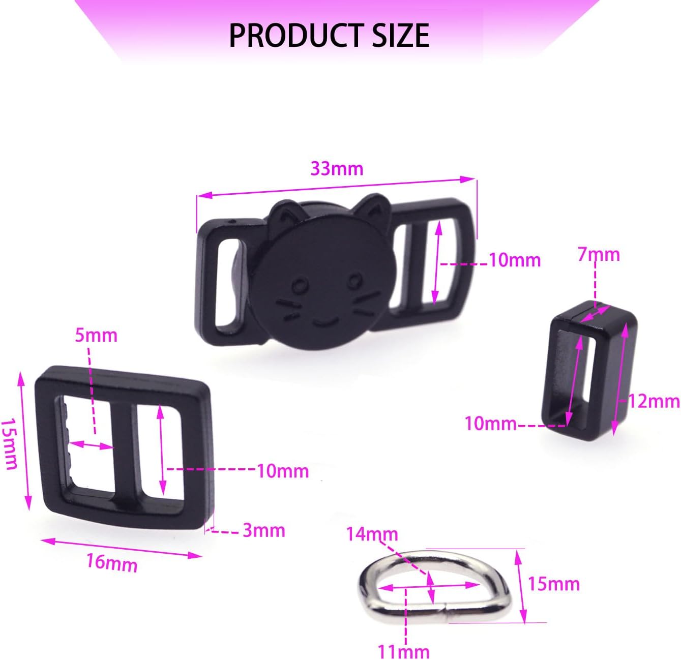 Breakaway Clasp Kit, 10 Sets Paracord Buckles, Cat Collar Quick Release image 4
