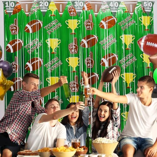 Football Party Decorations, 2 Pack Touch Down Party Foil Fringe Curtains, Superbowl Party Backdrop Streamers, Super Bowl Sunday Night Football Game Day Photo Booth Backdrops - Image 7