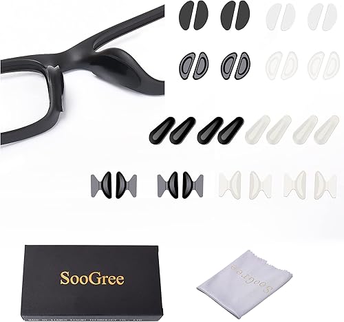 Kit de reparación de lentes para la nariz, almohadillas de silicona suave para la nariz sin ojos, gafas de sol y gafas de sol, 16 pares de lentes