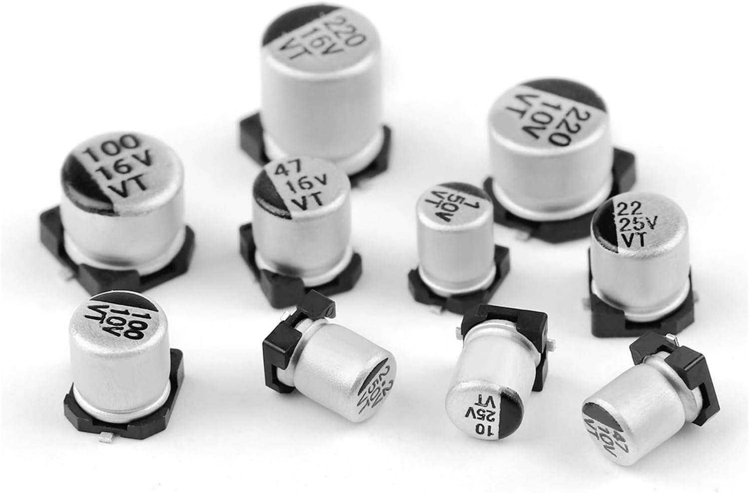 20 chip capacitors 6.3x7.7mm Aluminum electrolytic capacitors 6.3V470UF 10V330UF 10V470UF 16V220UF 25V100UF 25V220UF 35V100UF (Size : 100V10UF 6.3x7.7)