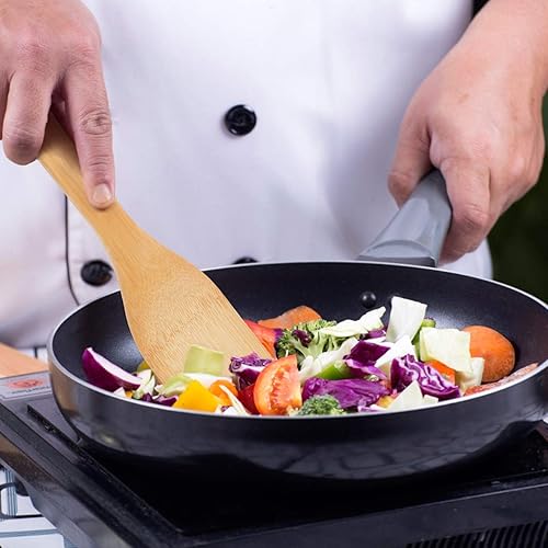 Miniatura 3 de Juego de cucharas y espátulas de madera de bambú 6 piezas de utensilios de cocina y 1 soporte resistente al calor para utensilios de cocina