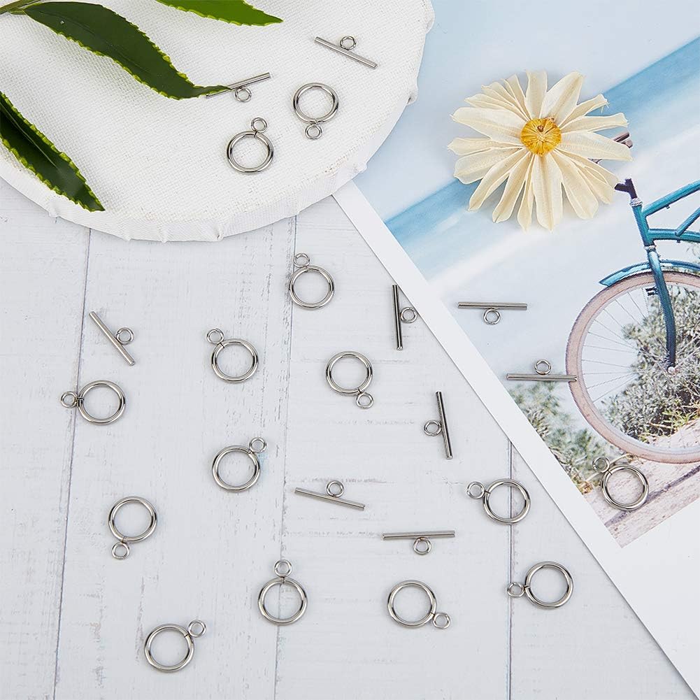 UNICRAFTALE About 50 Sets 304 Stainless Steel Ring Toggle Clasps IQ Toggle Clasps & Tbar Clasps Metal Material Ring Toggle Connectors for DIY Necklace Bracelet Jewelry Making - Image 5