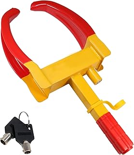Pivalo PVAWL01 Anti Theft Security Car Wheel Lock Clamp Anti-Theft Towing Parking Boot Tire Claw Adjustable with Two Keys, RED&Yellow