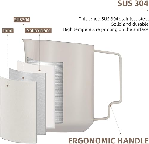 Miniatura 7 de MHW-3BOMBER Jarra de leche espresso espumosa al vapor 12 oz118fl oz Turbo 304 de acero inoxidable con boquilla de águila para barista arte latte
