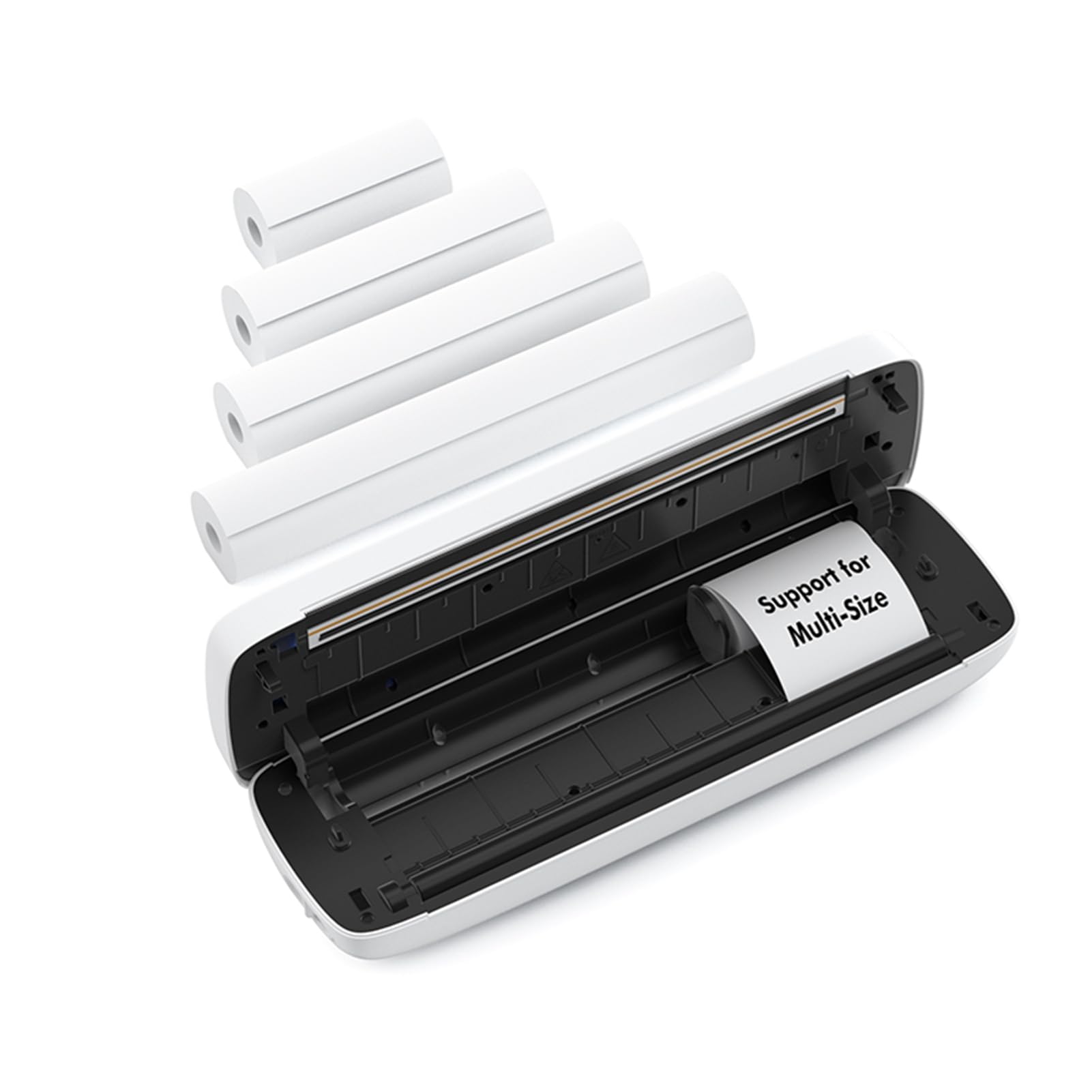 Stampante per carta portatile A4 Stampa termica Wireless BT Connect Compatibile con IOS e Android Stampante fotografica mobileSupporta vari formati carta 56 mm/77 mm/107 mm/210 (Bianca)