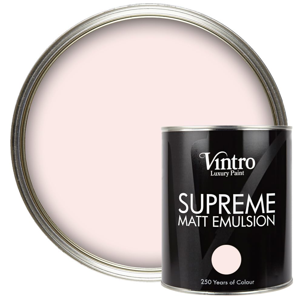 B&Q -  Luxury Matt Emulsion Light Pink Smooth Chalky FinishMulti Surface PaintWallsCeilingsWoodMetal1L (Candyfloss)