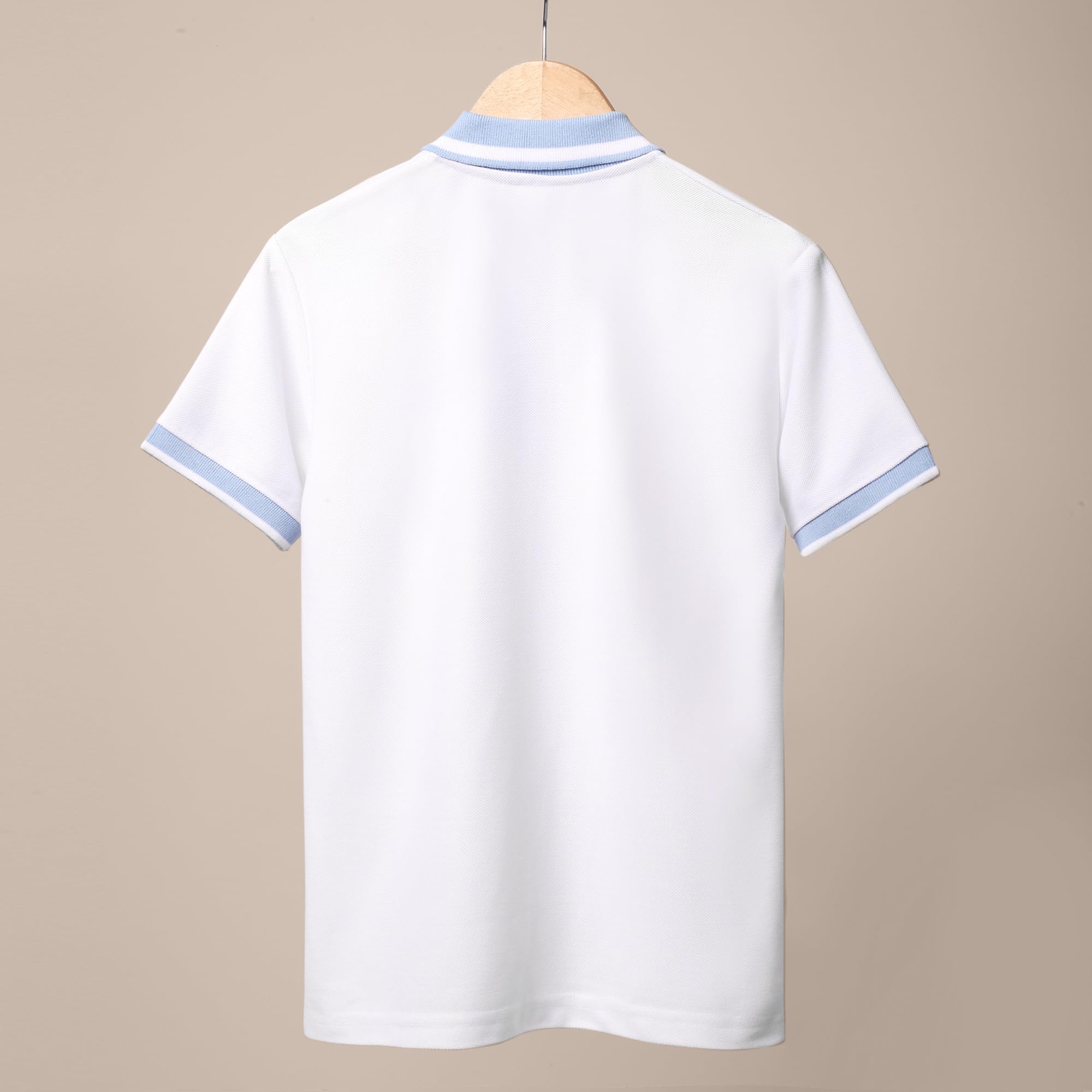 TotzTouch Boys Premium Polo Collar Tshirt with Stylish Zipper Closure White Color Age 13 Years to 14 Years - Image 5 thumbnail