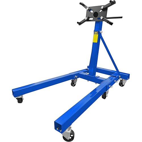 CuisinSmart Engine Stand, 2000LBS Engine Lift Stand with 4 Adjustable Arms and 360 Degree Rotating Head, Heavy Duty Steel Motor Stand with 6 Casters, Iron Metal Jack for Auto Truck Motor Repair