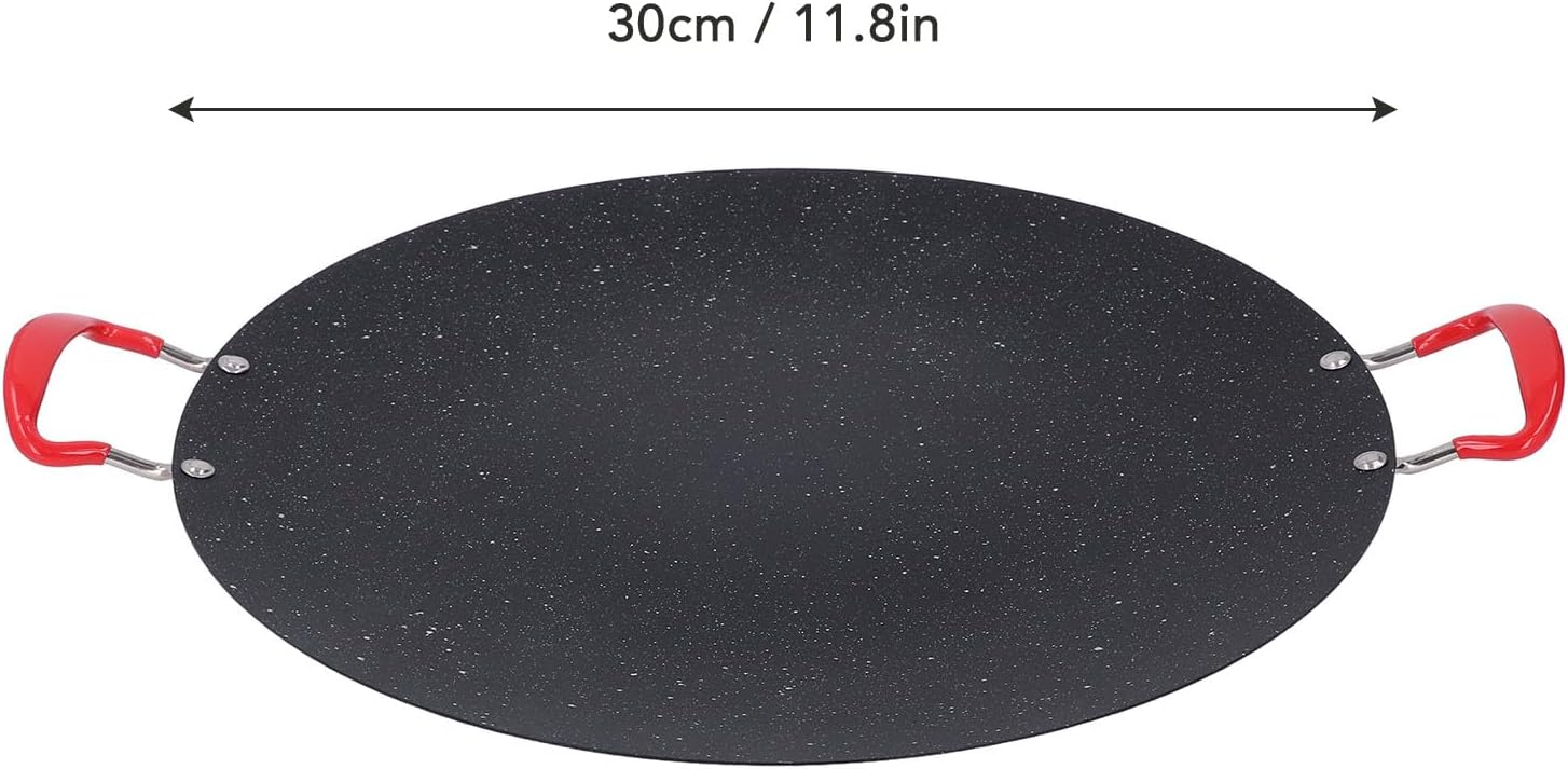 Korean Grill Pan, Iron Non Stick Coating Korean BBQ Grill Pan Anti Scald Silicone Handle Easy to Clean Portable Round BBQ Griddle for Induction, Gas Stove, Electric Cooktop