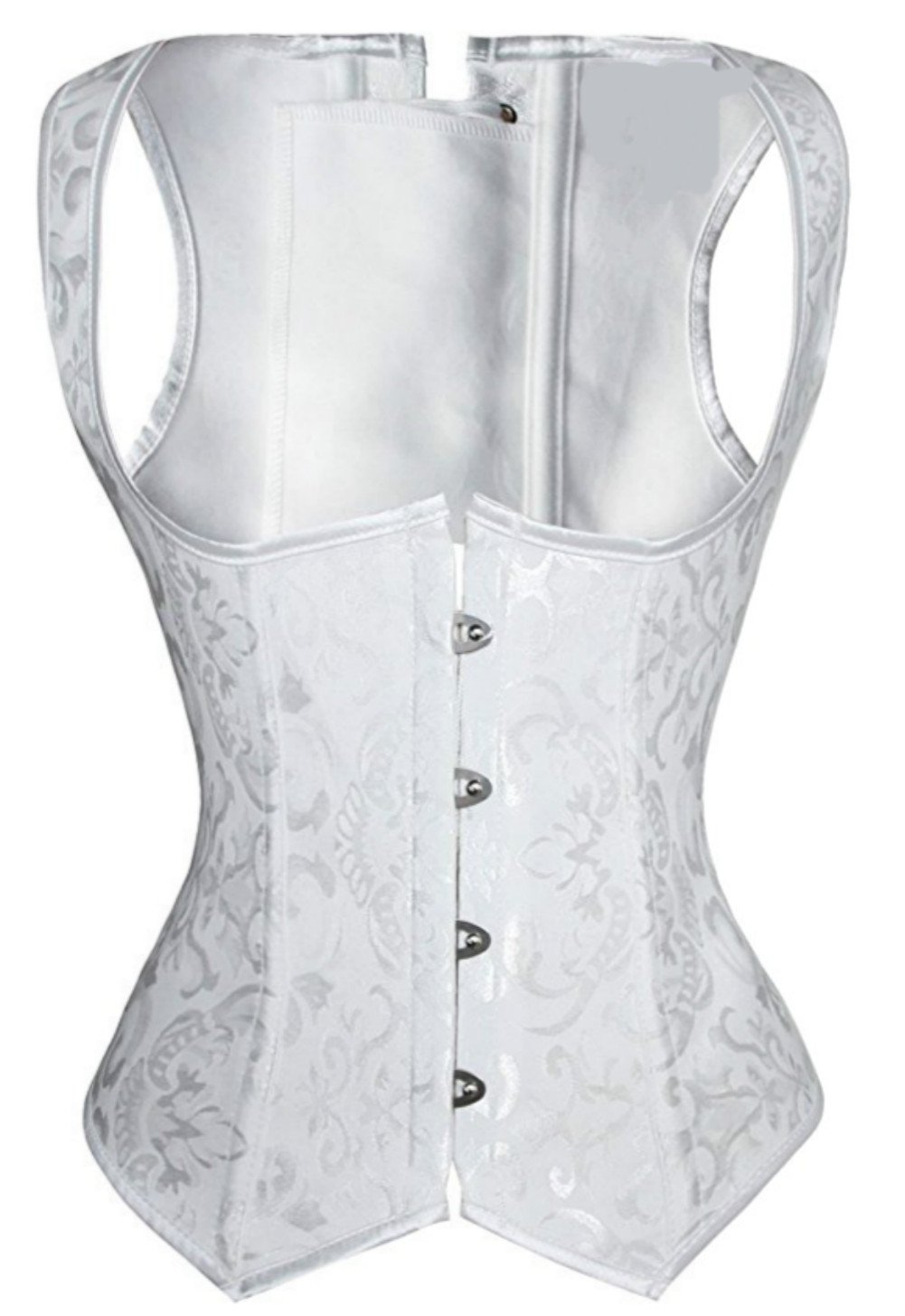 Women's Basque Waist Cincher Lace up Boned Body Shaper Underbust Corset Vest White