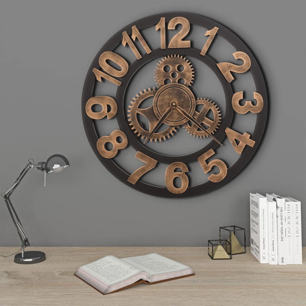 Horloge murale métal 58 cm doré et noir au design moderne haut de gamme