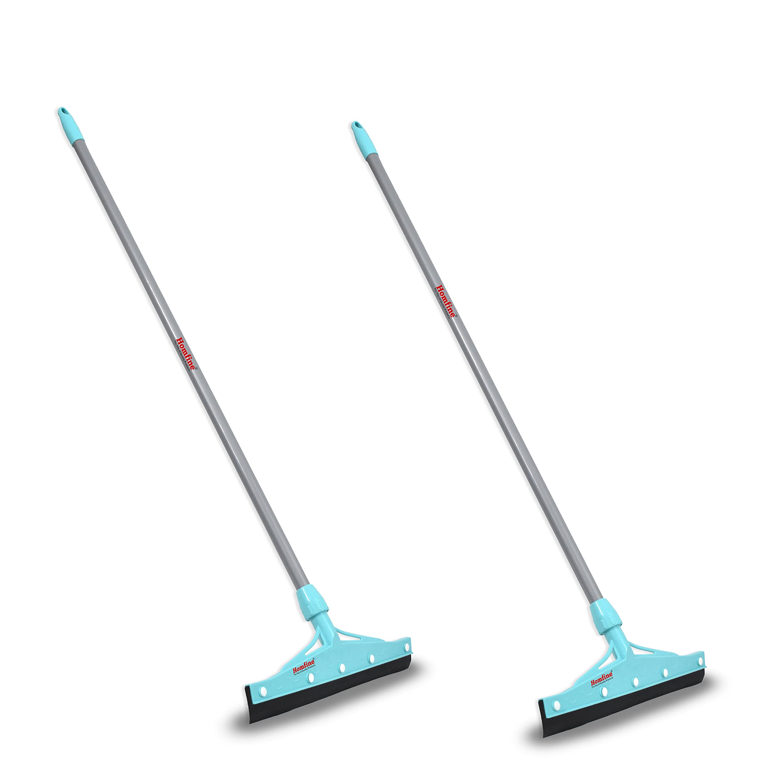 Homfine Pack of 2 Floor Cleaning Wiper Squeegees with Black Rubber Blade (Length : 44inch, Aqua Green)