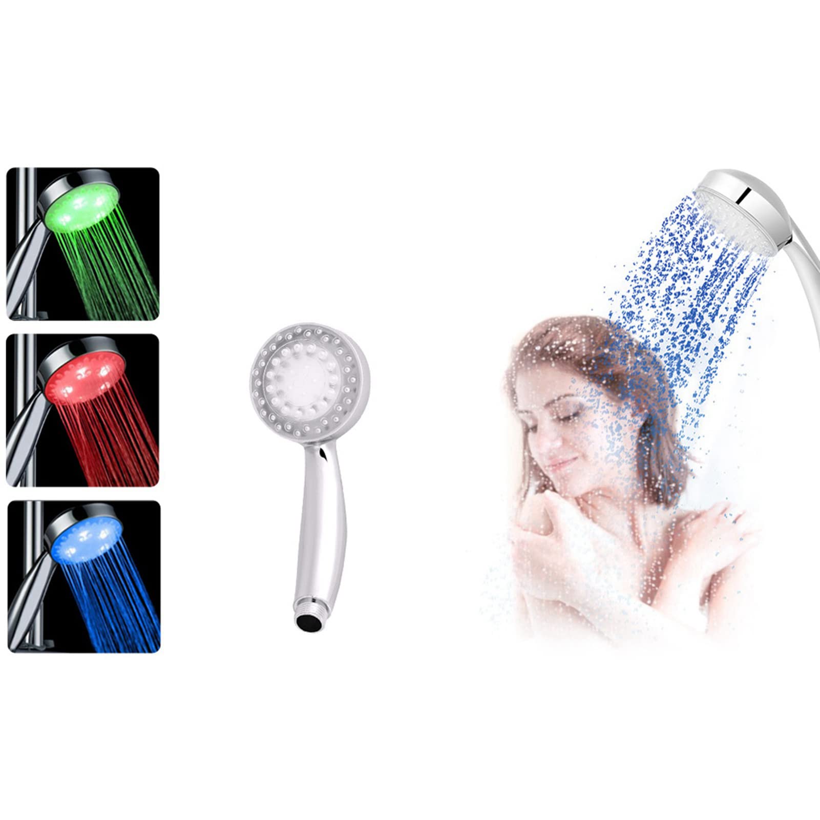 LED handdouche chroom met 3 standen en digitale temperatuur aanduiding