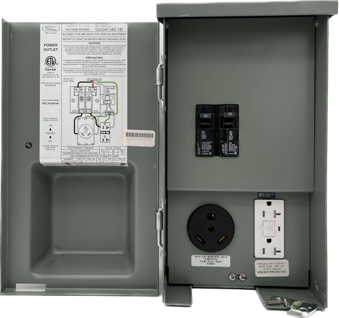 Connecticut Electric - CESMPSC41GRHR - Toma de corriente exterior, 120 V, 30 A