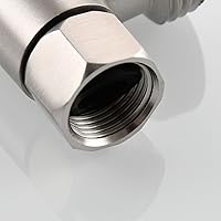 Vista 9 de Adaptador en T para bidé, válvula de tope angular de acero inoxidable de 3/8 pulgadas para línea de suministro de inodoro, níquel cepillado, KTS002NA