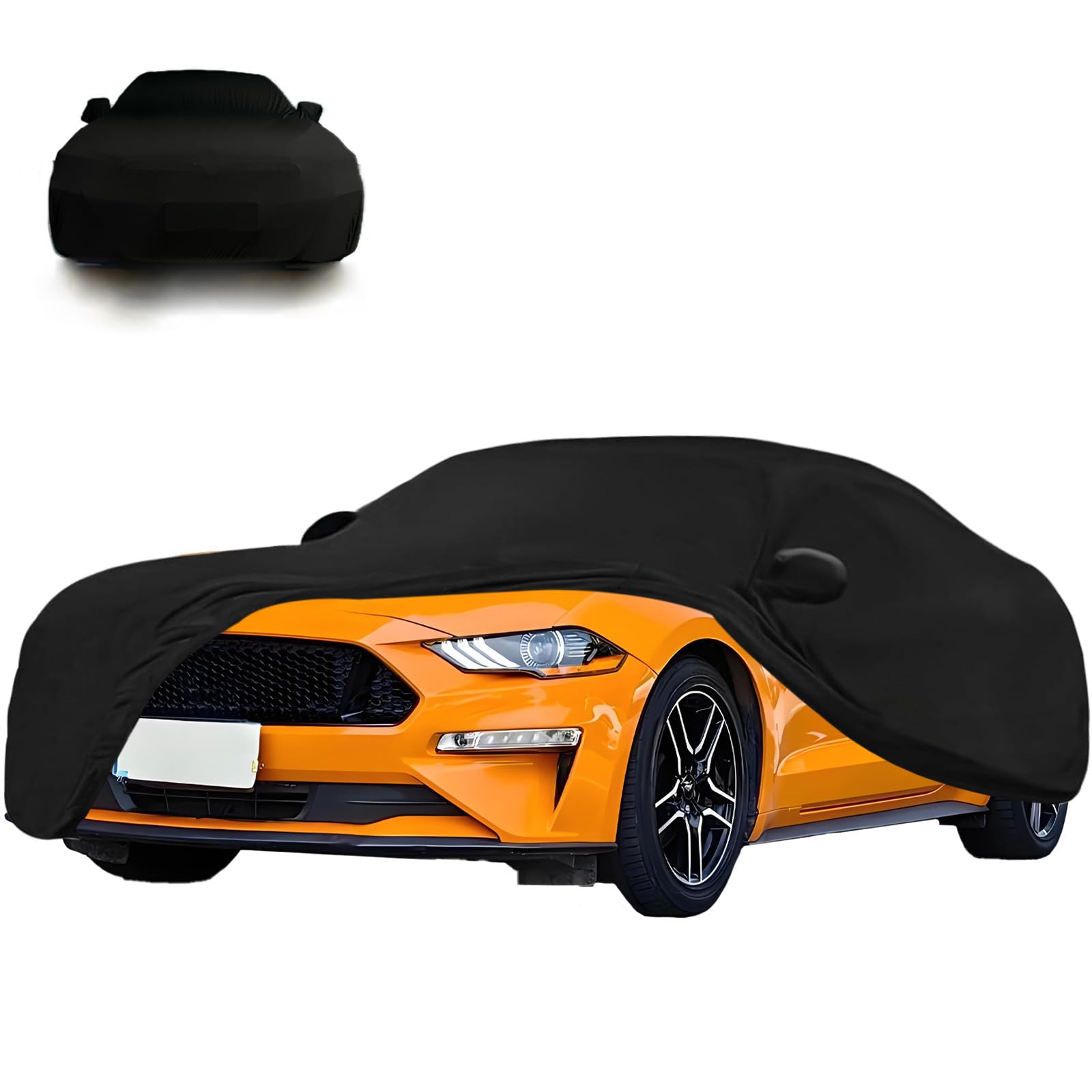 Telo di copertura auto premium per interni, in tessuto elasticizzato, compatibile con Ford Mustang 2005-2024, copertura completa per auto per protezione dal sole e dalla polvere, fodera protettiva in
