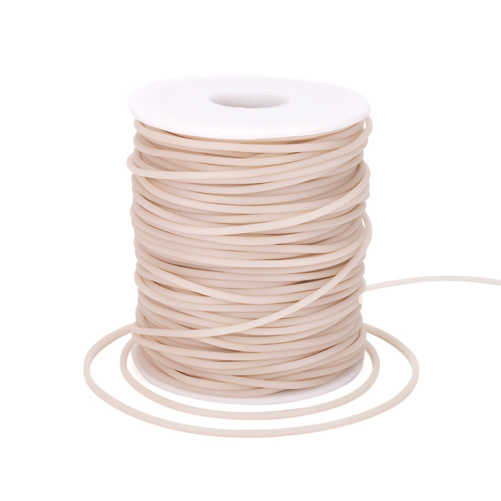 Craftdady 50m Hollow Pipe Tubing PVC Rubber Cord Rubber Tube Cord Wrapped Around For Memory Wire Necklace Bracelet Knitting, Tan