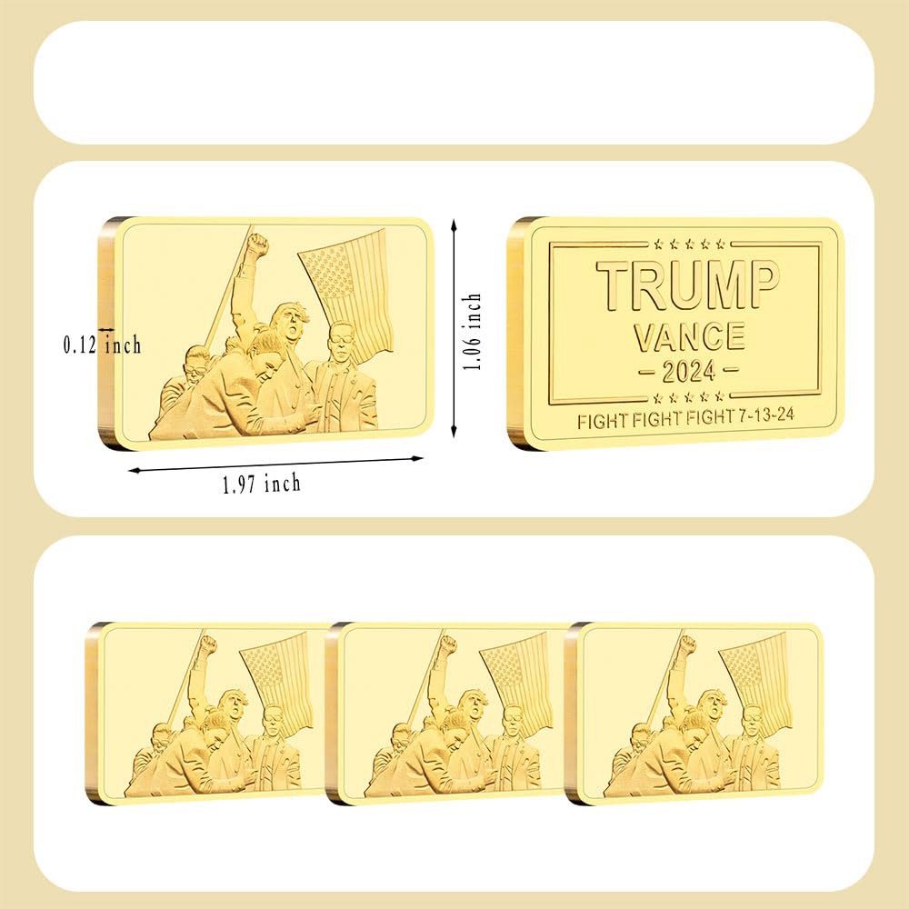Amazon.com: President Donald Trump Golden Bar,Fight Fight Fight Trump Vance  Never Stop Fighting to Save America 2024 Medals Challenge Coin Keepsake (3  Pieces Gold) : Toys & Games