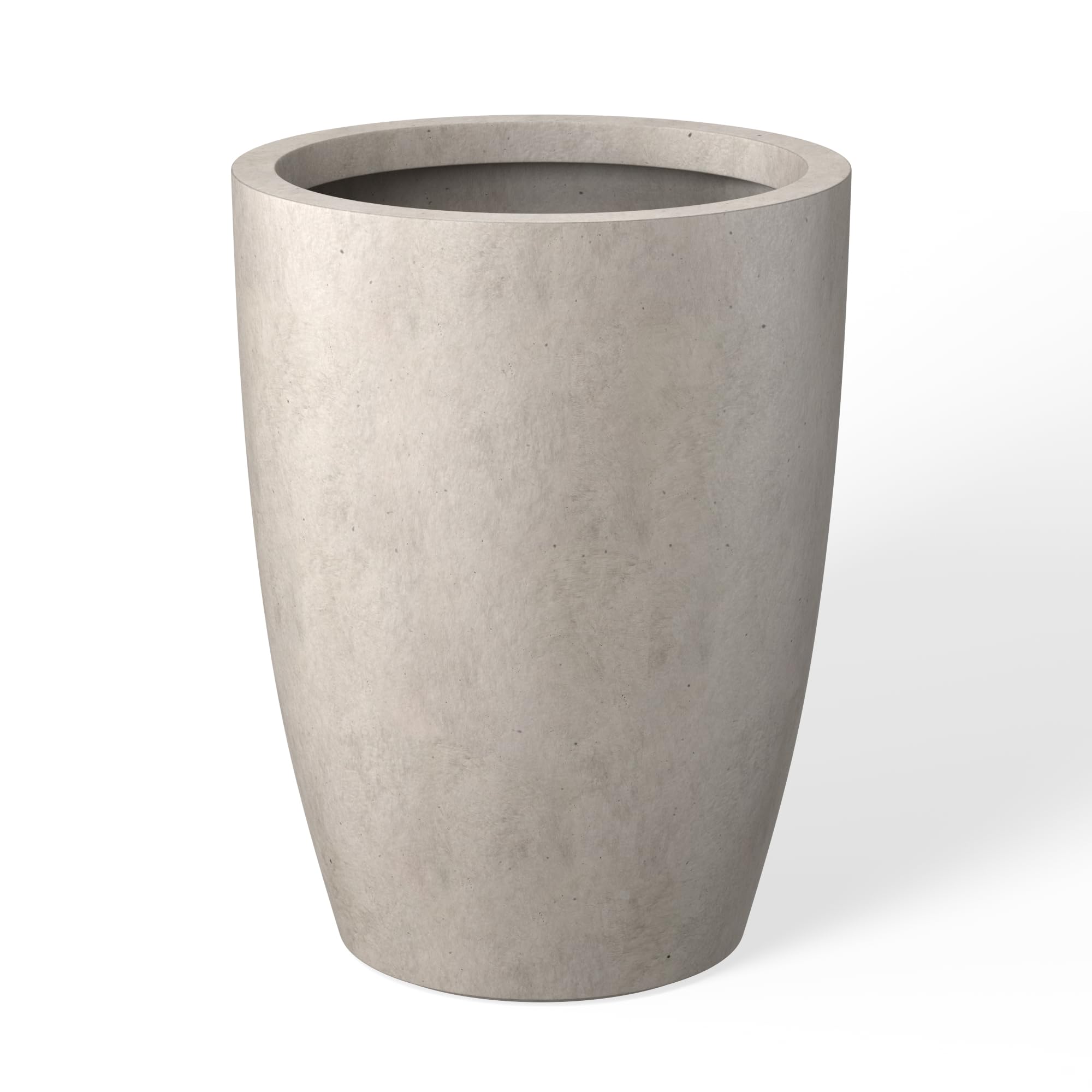 Kante 18.1" H Tall Round Concrete Planter for Outdoor Indoor, Modern Decorative Plant Pots with Drainage Hole & Rubber Plug for Home & Garden Weathered Concrete