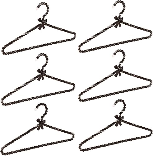 Miniatura 6 de Juego de 6 perchas de perlas para colgar la ropa, perchas para bodas, damas de honor, para vestidos de boda, perchas estándar de perlas (dorado, 6)
