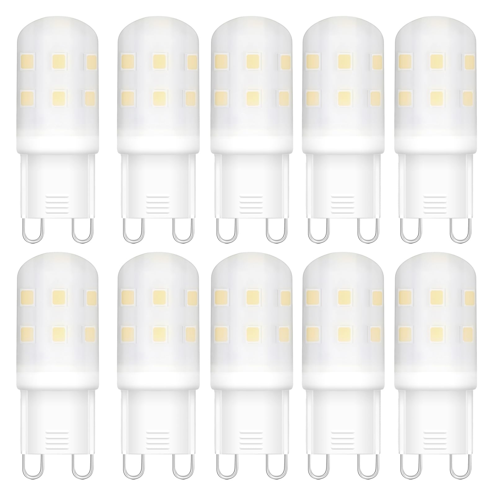 FYHART G9 LED Light Bulbs, 2W G9 Bi-Pin Base LED Light Bulbs 200LM AC 220V-240V, Non Dimmable, Energy Saving Bulb Equivalent to 20W Halogen Bulb, No Flickering [Energy Class E] (Warm White, 10 Pack)