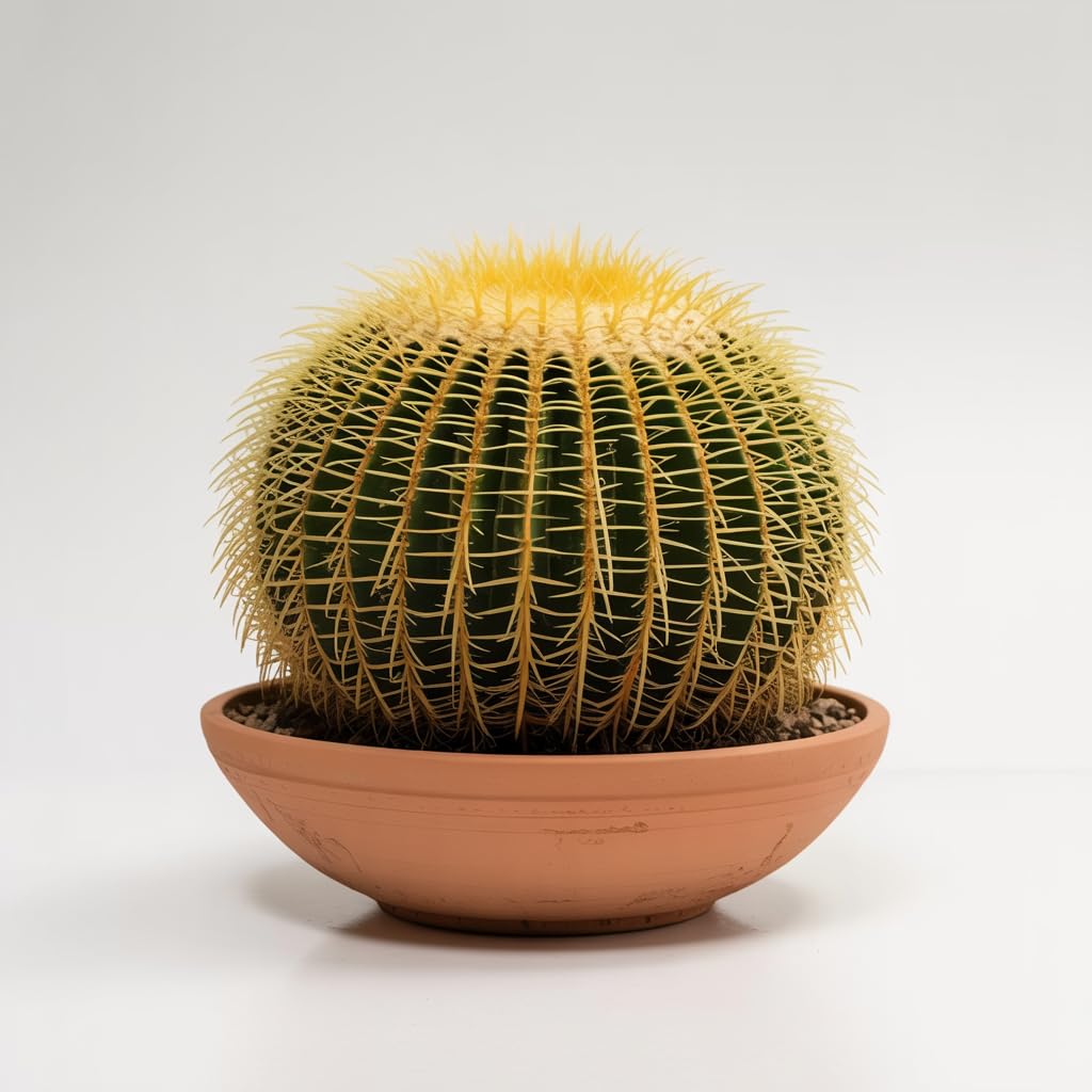 Iflo® Goldkugelkaktus Echinocactus grusonii Schwiegermutterstuhl XXL ca. 30-50 cm Höhe im Ø27 cm Topf – Pflegeleicht, selten gießen, echte lebende Zimmerpflanze