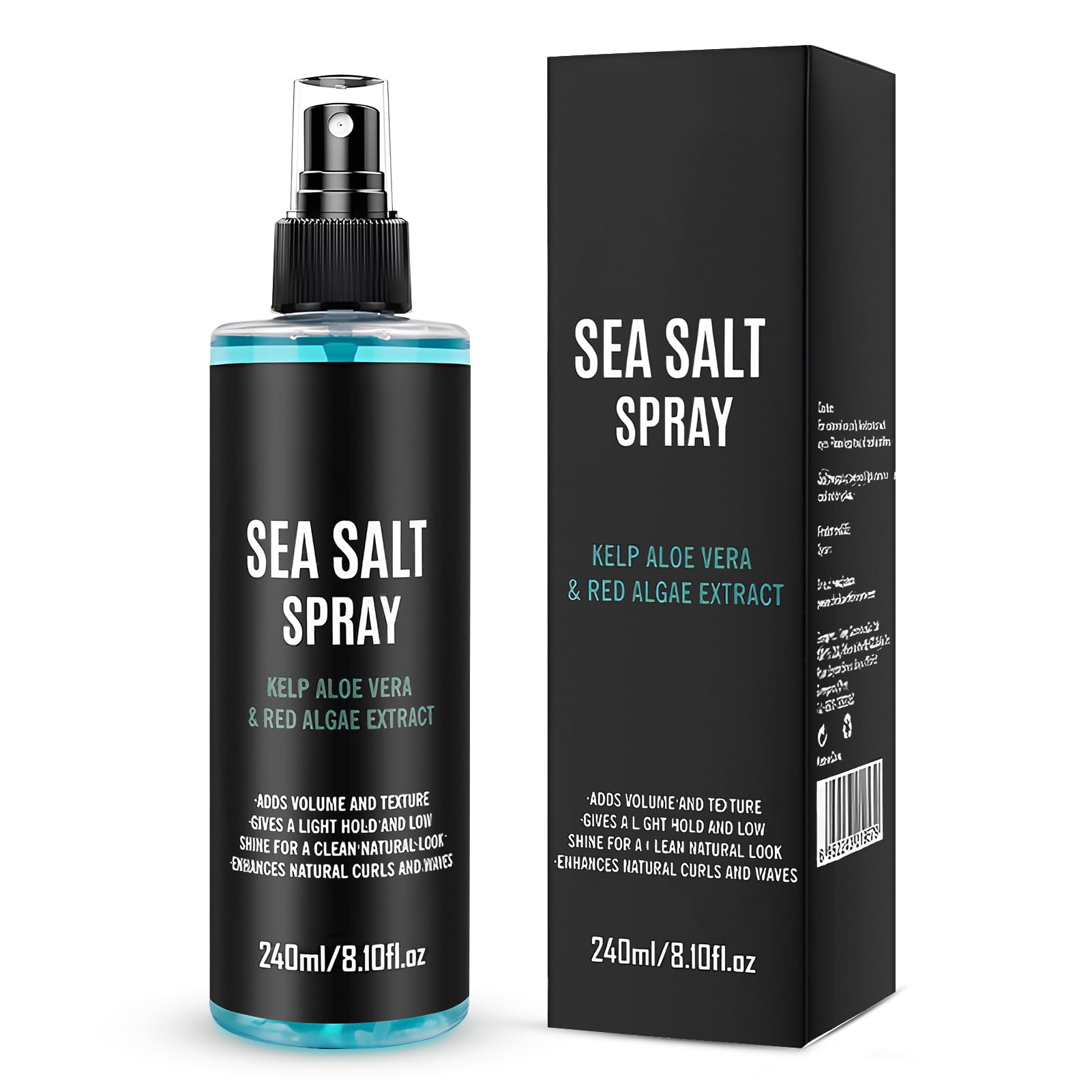 Spray Salino al Sale Marino, Acqua Marina per Capelli Uomo, Salt Spray Hair, Sea Salt Spray, Aggiunti Estratti di Alghe, Alghe Rosse e Aloe Vera, 240 ML