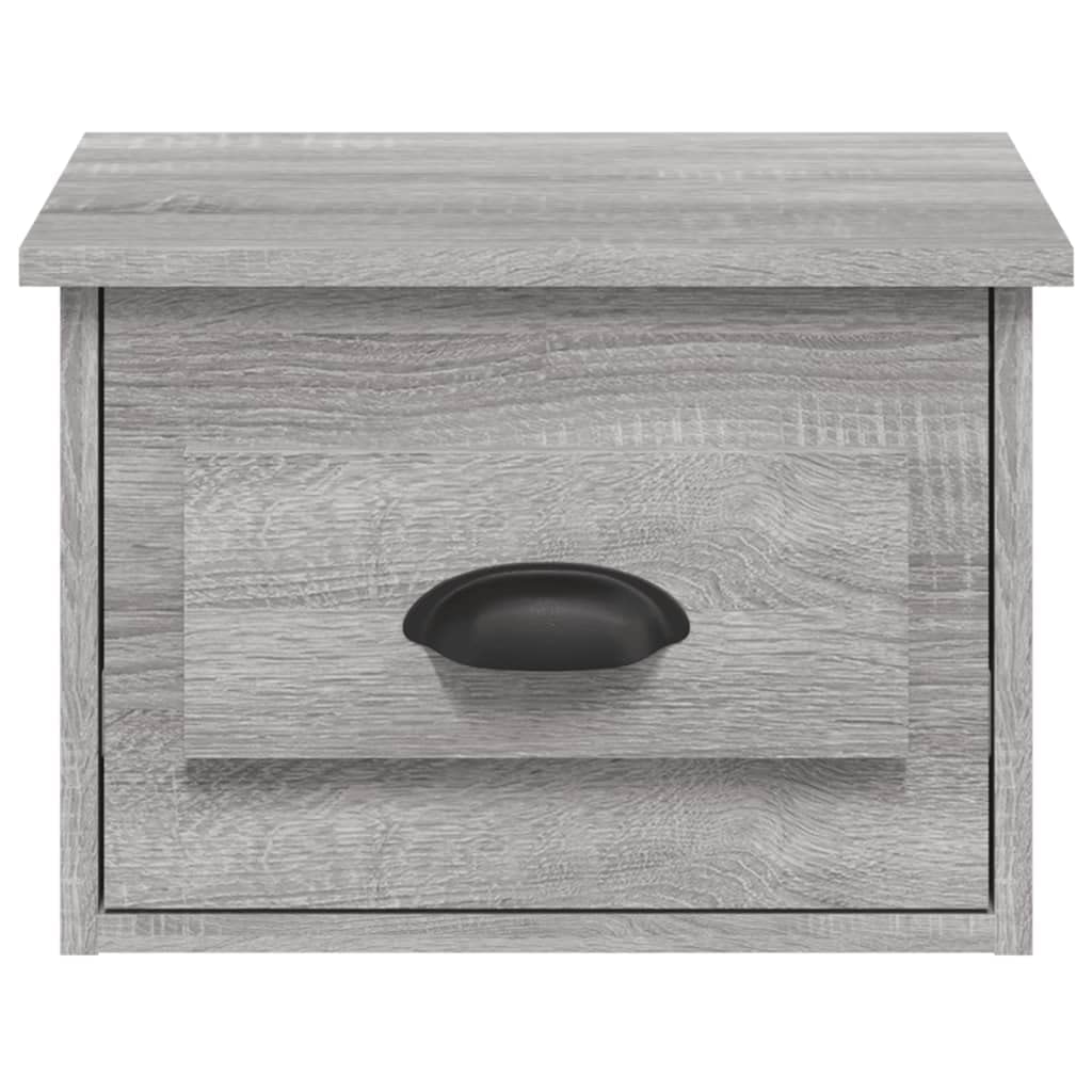Mesita de noche de pared Sonoma gris 41,5 x 36 x 28 cm con cajón – Mesita de noche de madera, montaje en pared, espacio de almacenamiento flotante