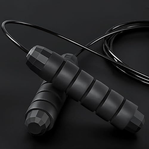 Miniatura 6 de BLEUM CADE Cuerda de saltar ajustable, cuerda de saltar con rodamientos de bolas, con asas de espuma para fitness, ejercicio en casa y cuerpo