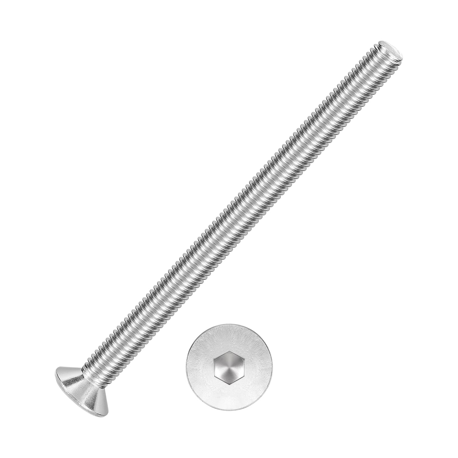 Kozelo 12Pcs Flat Head Socket Cap Screws - [M5-0.8 x 70], 304 Stainless Steel 18-8 Countersunk Bolts, Silver, for Automotive, Furniture Repair, Industrial Equipment & Temporary Fixes