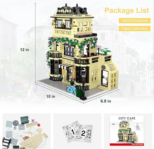 Miniatura 5 de City Coffee Shop - Juego de construcción de arquitectura, compatible con todas las principales marcas, kit de modelo MOC City House Street View,