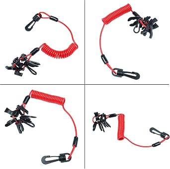 Marine Jet Ski Kill Switch Keys Lanyard, Universal Outboard Boat Engine Safe Stop Cord Tether Siut for Mercury, Yamaha, Tohatsu, Johnson, Evinrude, Suzuki (Universal Fit)