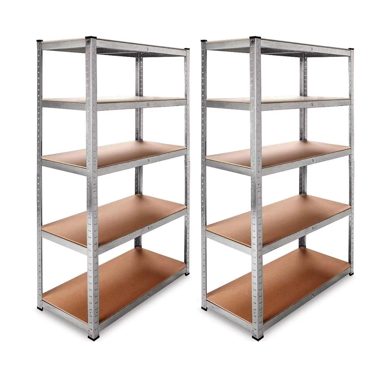 DASCK - Pack de 2 Estanterías Almacenaje Metálicas Galvanizadas 180x90x40 cm | 5 Baldas de MDF | 875kg de Carga | Estantería Industrial para Garaje, Trastero, Taller, Oficina, Almacén