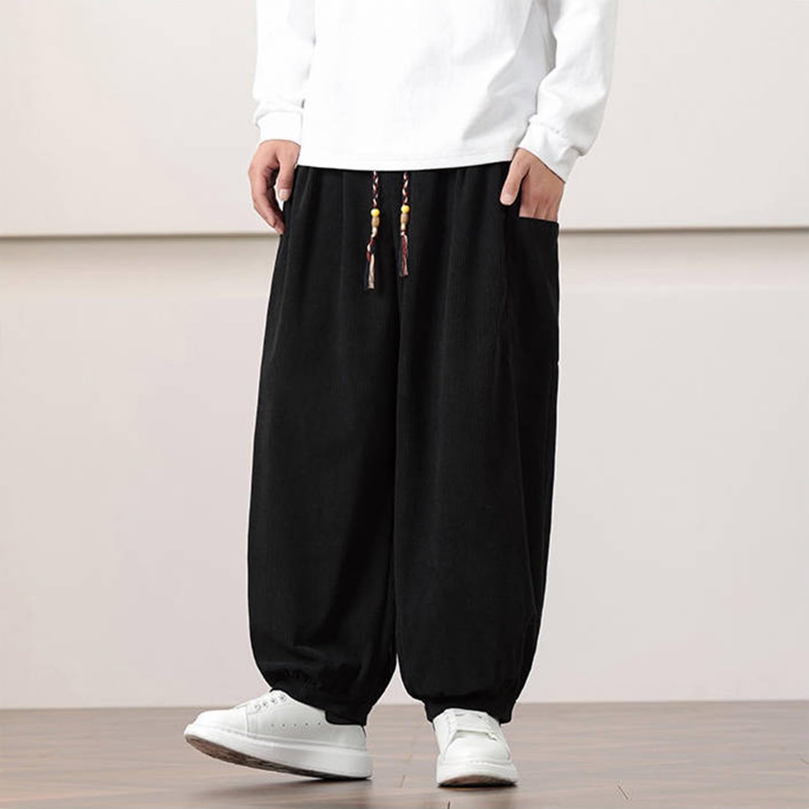 Pantaloni Casual in Velluto a Coste Autunno Inverno 2024 da Uomo, Larghi E Larghi, alla Moda, Taglie Grandi