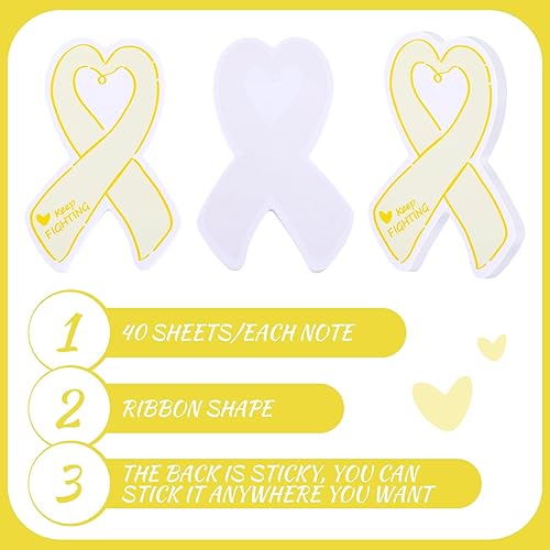 Miniatura 4 de Fulmoon 24 blocs de notas de concienciación sobre el cáncer infantil, 40 hojas a granel, cinta amarilla, artículos de concienciación sobre