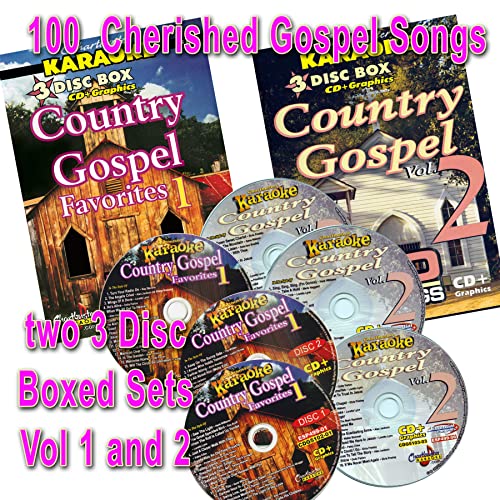 Chartbuster Country Gospel Karaoke Volume 1 (5102) AND 2 (5103) 100 CD+Graphics Tracks In The Style of Elvis Presley Alan Jackson Loretta Lynn Hank Williams The Judds Merle Haggard Patsy Cline