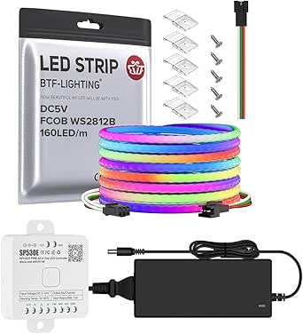 Striscia LED WS2812B COB Smart RGB Indirizzabile – 160LED/m – 5V/12V/24V – Flessibile IP20