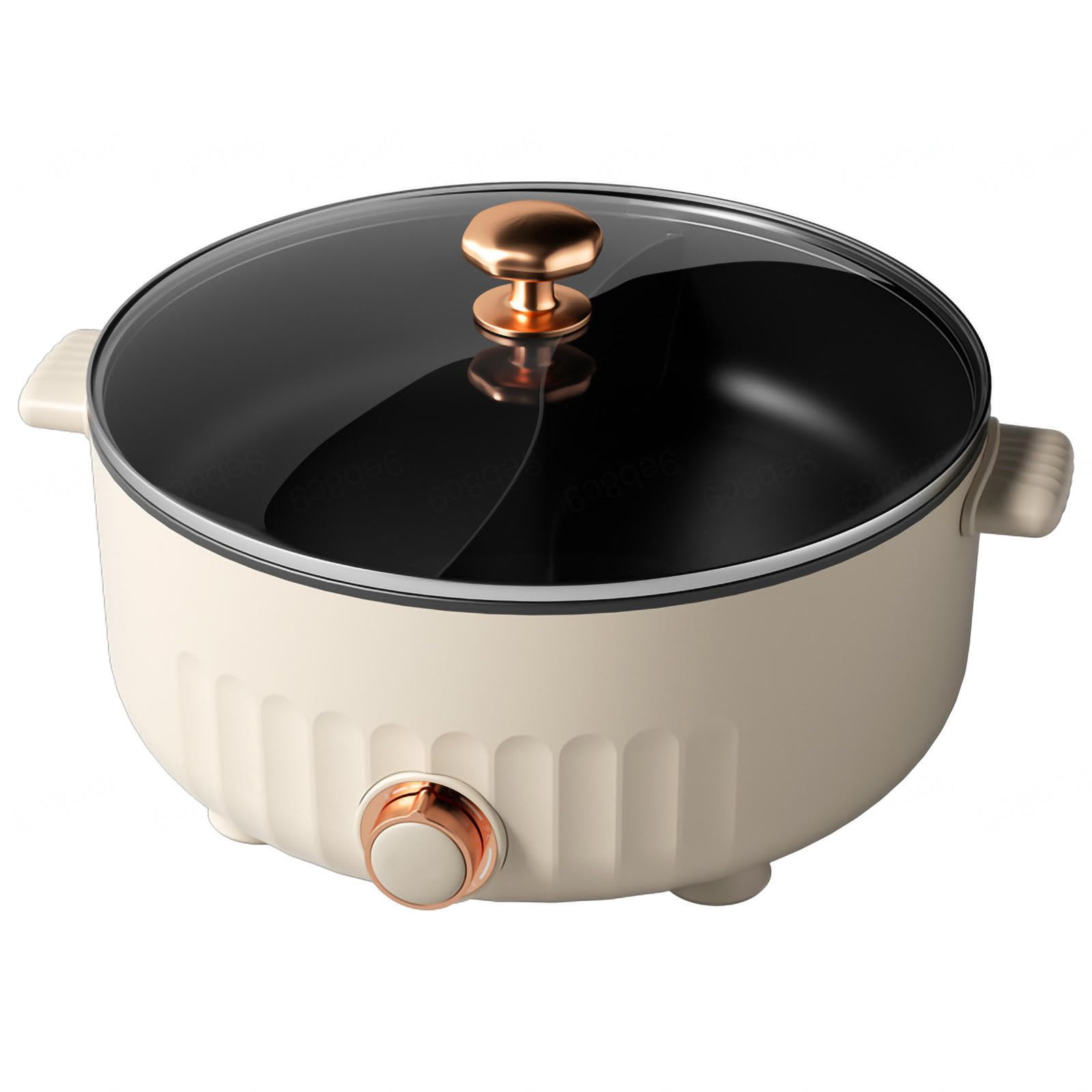 ARTSIM Olla para Hot Pot, Tres Velocidades De Fuego Ollas Electricas Electric Pot Adecuado para Fiestas PequeñAs (con 2 Redes Agujereadas),White