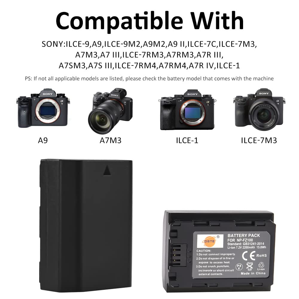 Amazon.com : DSTE NP-FZ100 Battery Compatible with Sony FX1, ZV-E1